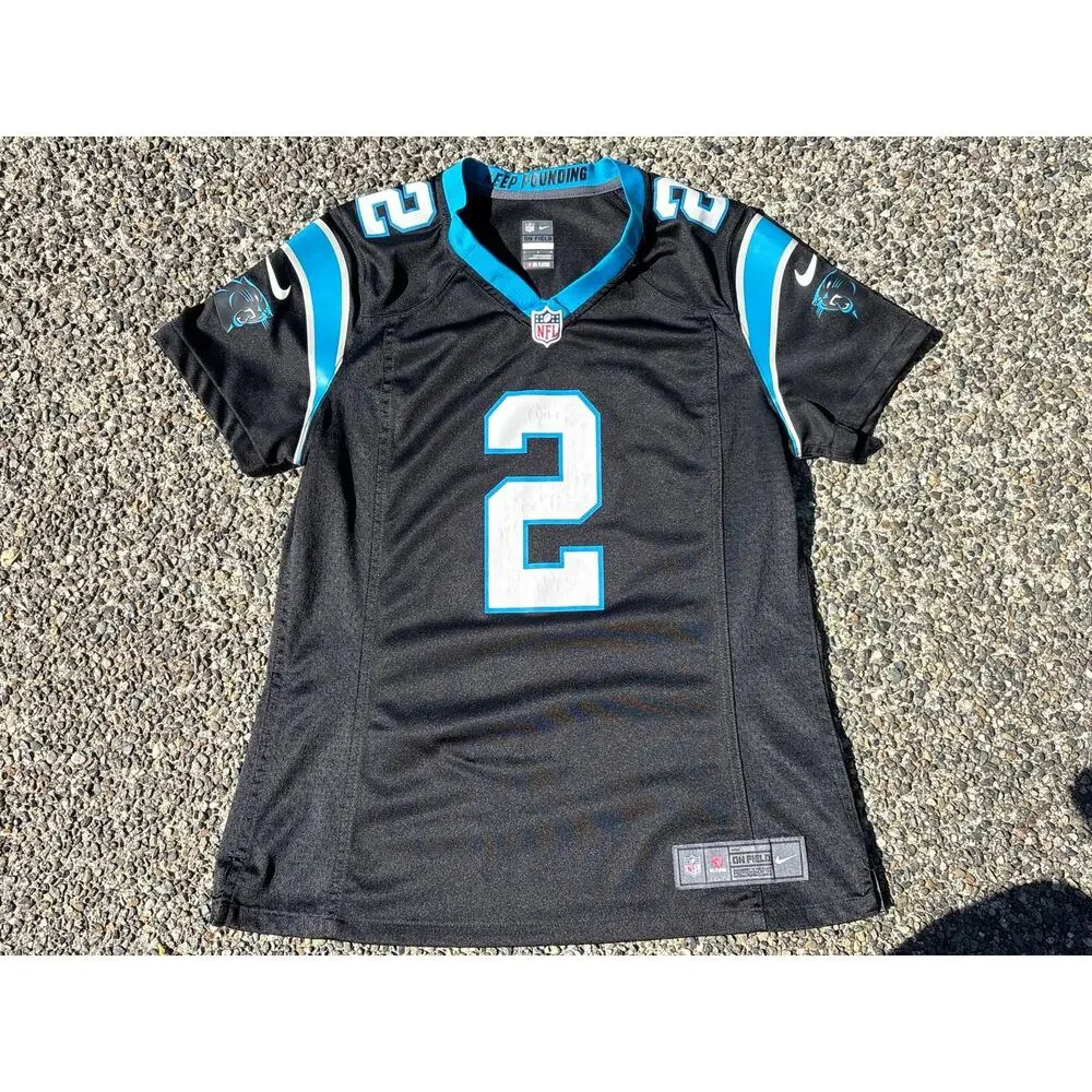 Nike NFL Carolina Panthers #2 DJ Moore On-Field Jersey Black Womens Size L